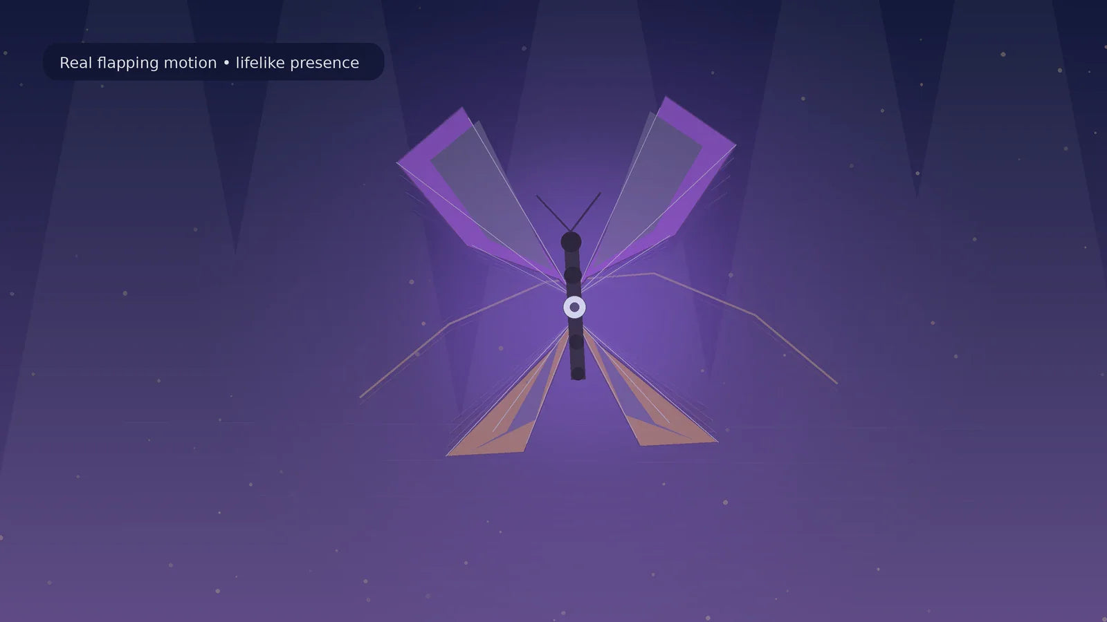 Concept visualization of a lifelike robotic butterfly using real flapping motion in an exhibition space