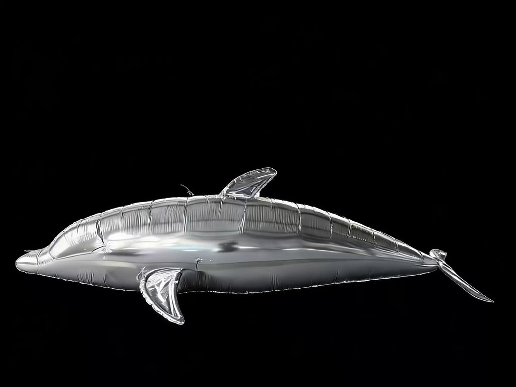 Silver bionic dolphin inflatable blimp